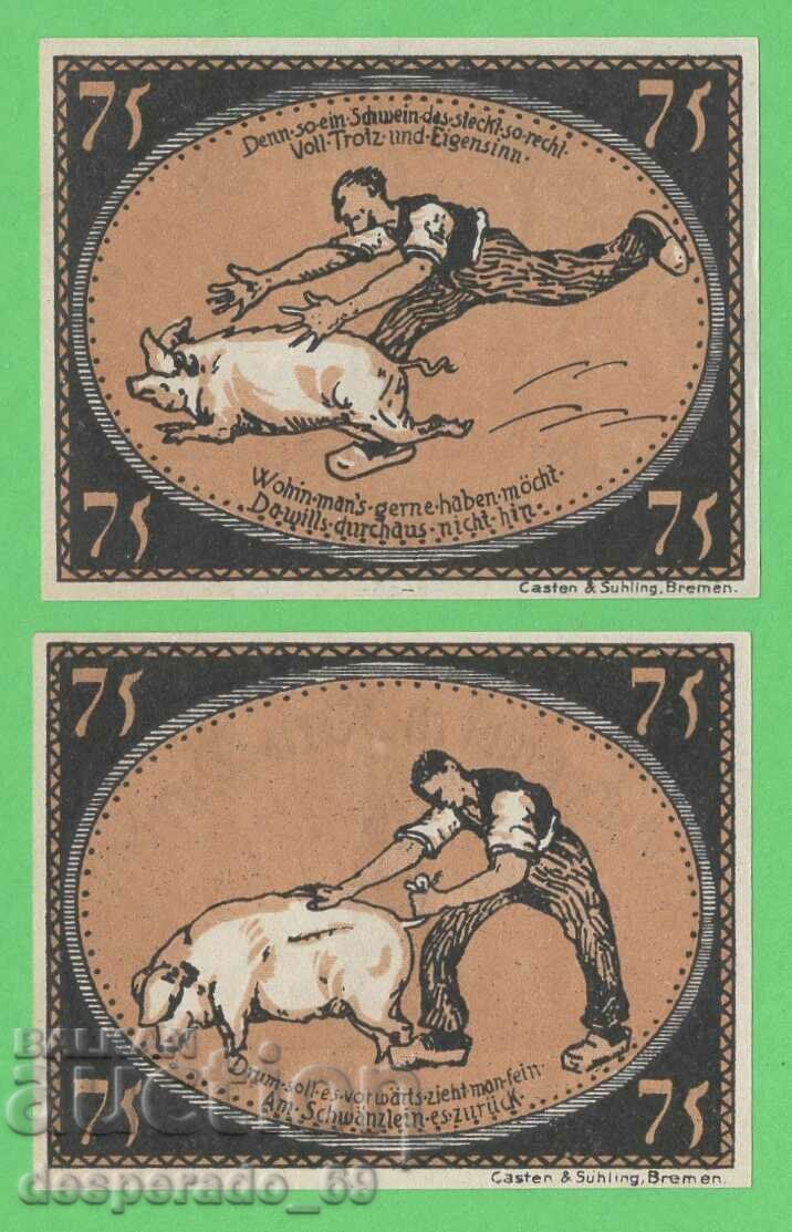 (¯`'•.¸NOTGELD (πόλη. Diepholz) 1921 UNC -2 τεμ. τραπεζογραμμάτια¸.•'´¯)