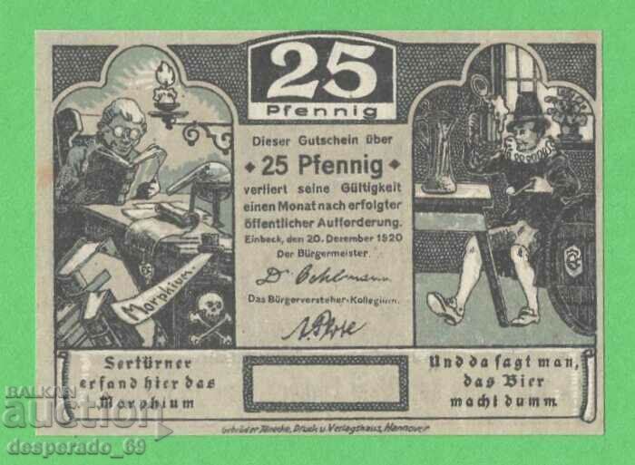 (¯`'•.¸NOTGELD (orașul Eibeck) 1920 UNC -25 pfennig¸.•'´¯) cu preț € 1.30 | 2.54 BGN