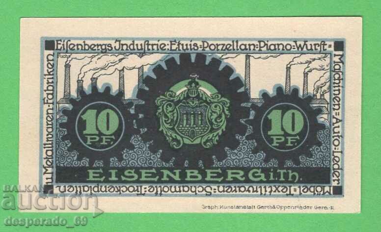 (¯`'•.¸NOTGELD (city Eisenberg) UNC -10 pfennig¸.•'´¯)