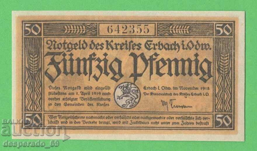(¯`'•.¸NOTGELD (city Erbach) 1918 UNC -50 pfennig¸.•'´¯) with price 3.00 BGN | € 1.53 (¯`'•.¸NOTGELD (city Erbach) 1918 UNC -50 pfennig¸.•'´¯) with price 3.00 BGN | € 1.53