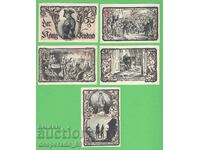 (¯`'•.¸NOTGELD (orașul Friedrichsbrunn) 1921 UNC -5 buc. bancnote