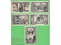 (¯`'•.¸NOTGELD (πόλη Friedrichsbrunn) 1921 UNC -5 τεμ. τραπεζογραμμάτια