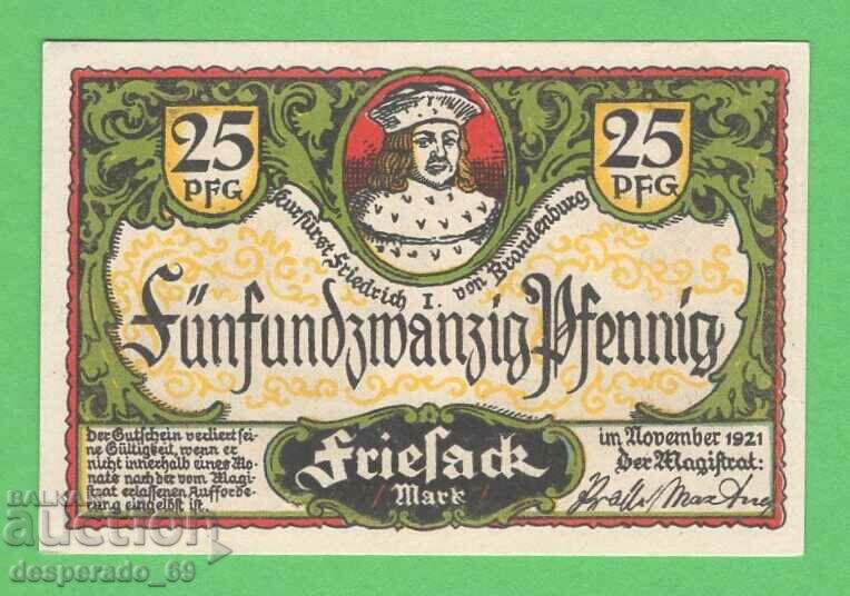 (¯`'•.¸NOTGELD (gr. Friesack) 1921 UNC -25 pfennig¸.•'´¯) with price 2.60 BGN | € 1.33 (¯`'•.¸NOTGELD (gr. Friesack) 1921 UNC -25 pfennig¸.•'´¯) with price 2.60 BGN | € 1.33