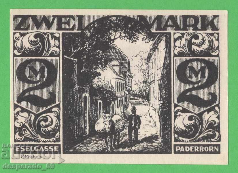 (¯`'•.¸NOTGELD (City of Paderborn) 1921 UNC -2 stamps¸.•'´¯)