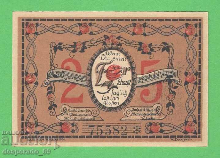 (¯`'•.¸NOTGELD (gr. Frose) 1921 UNC -25 pfennig¸.•'´¯) with price 2.50 BGN | € 1.28 (¯`'•.¸NOTGELD (gr. Frose) 1921 UNC -25 pfennig¸.•'´¯) with price 2.50 BGN | € 1.28