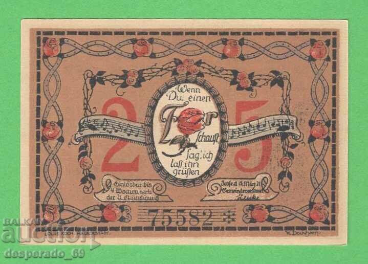 (¯`'•.¸NOTGELD (gr. Frose) 1921 UNC -25 pfennig¸.•'´¯) με τιμή € 1.30 | 2.54 BGN