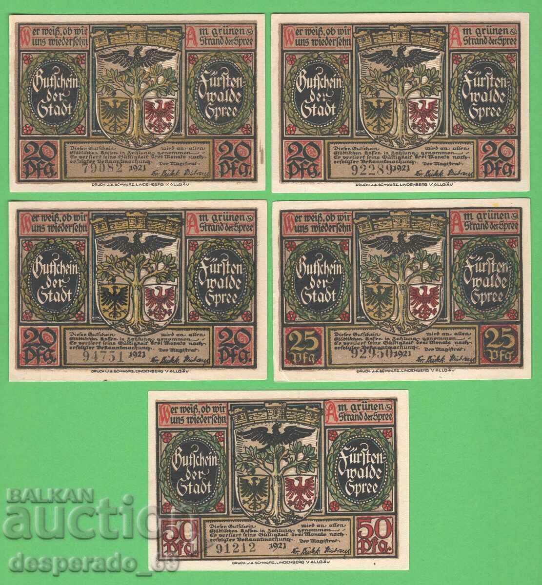 (¯`'•.¸NOTGELD (city Fürstenwalde) 1921 UNC -5 pcs. banknotes ¯) with price 14.50 BGN | € 7.41 (¯`'•.¸NOTGELD (city Fürstenwalde) 1921 UNC -5 pcs. banknotes ¯) with price 14.50 BGN | € 7.41