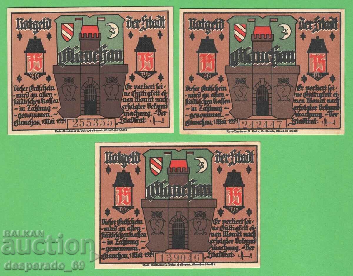 (¯`'•.¸NOTGELD (Glauchau) 1921 UNC -3 pcs. banknotes¸.•'´¯) with price 8.40 BGN | € 4.29 (¯`'•.¸NOTGELD (Glauchau) 1921 UNC -3 pcs. banknotes¸.•'´¯) with price 8.40 BGN | € 4.29