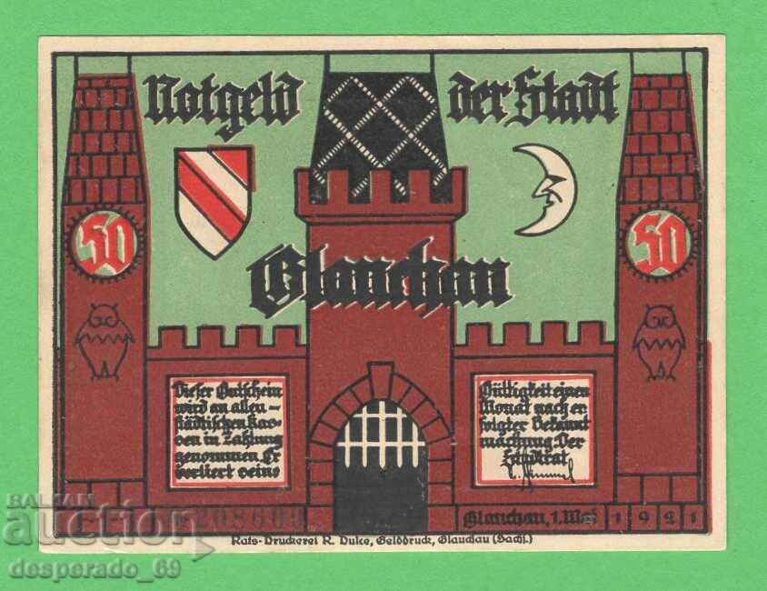 (¯`'•.¸NOTGELD (Glauchau) 1921 UNC -50 pfennig¸.•'´¯) with price 2.80 BGN | € 1.43