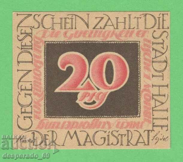 (¯`'•.¸NOTGELD (city Halle) UNC -20 pfennig¸.•'´¯) with price 2.50 BGN | € 1.28
