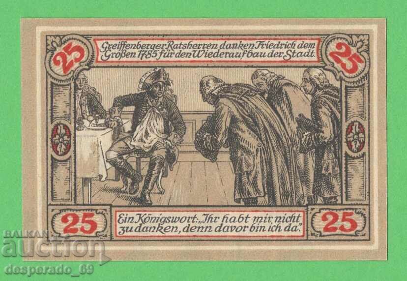 (¯`'•.¸NOTGELD (гр. Greiffenberg) 1920 UNC -25 пфенига •'´¯)