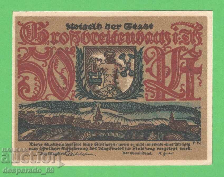 (¯`'•.¸NOTGELD (city Großbreitenbach) UNC -50 pfennig¸.•'´¯) with price 3.30 BGN | € 1.69 (¯`'•.¸NOTGELD (city Großbreitenbach) UNC -50 pfennig¸.•'´¯) with price 3.30 BGN | € 1.69