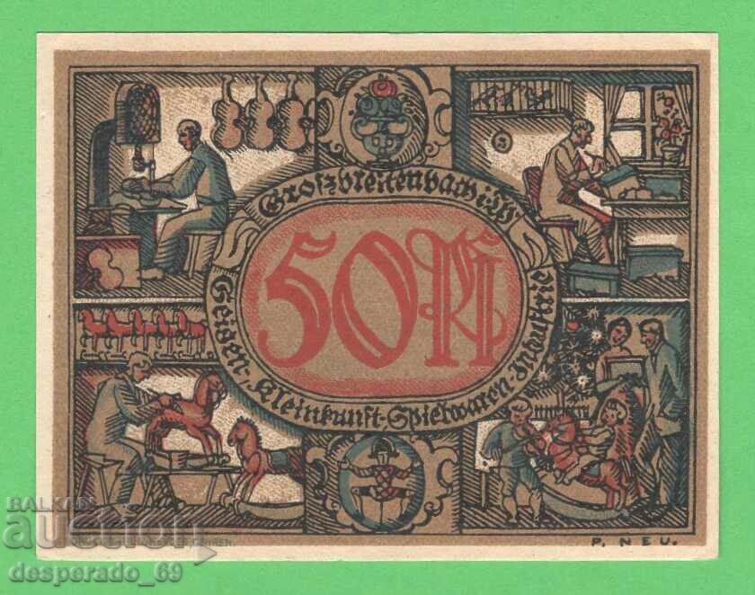(¯`'•.¸NOTGELD (гр. Großbreitenbach)  UNC -50 пфенига¸.•'´¯)