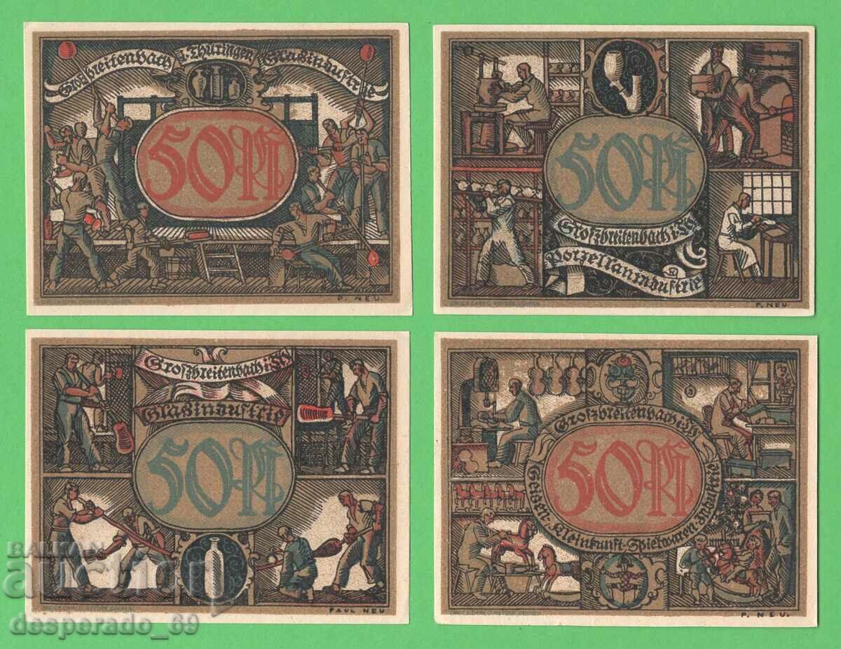 (¯`'•.¸NOTGELD (Großbreitenbach) UNC -4 pcs. banknotes ´¯)