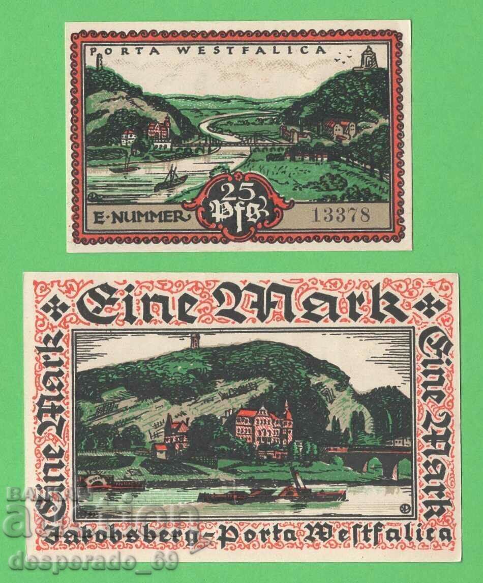 (¯`'•.¸NOTGELD (city Hausberge) 1921 UNC -2 pcs. banknotes •'´¯) with price 2.90 €