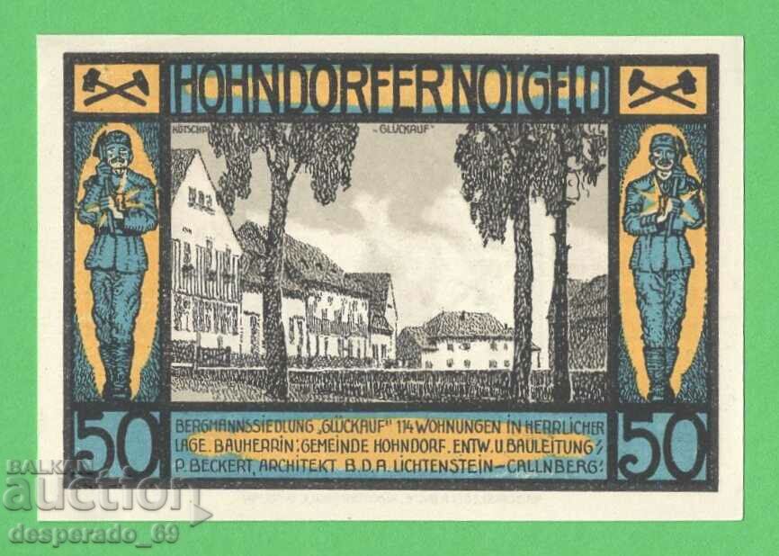 (¯`'•.¸NOTGELD (πόλη Hohndorf) 1921 UNC -50 pfennig¸.•'´¯)