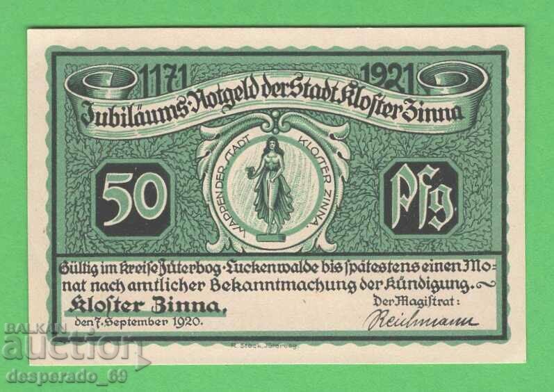 (¯`'•.¸NOTGELD (gr. Kloster Zinna) 1920 UNC -50 pfennig '´¯) με τιμή 2.80 BGN | € 1.43