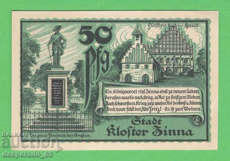 (¯`'•.¸NOTGELD (гр. Kloster Zinna) 1920 UNC -50 пфенига '´¯)