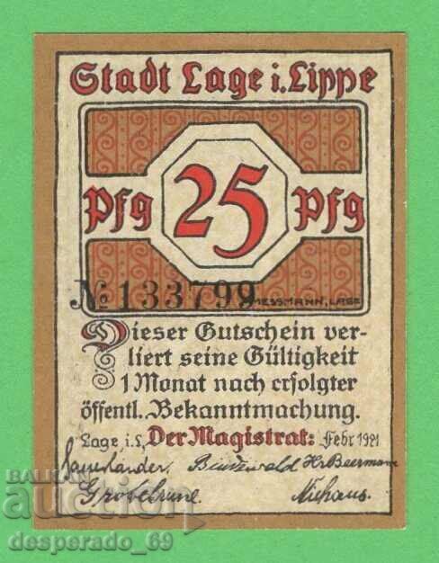 (¯`'•.¸NOTGELD (city of Lage) 1921 UNC -25 pfennig¸.•'´¯) with price € 1.10 | 2.15 BGN