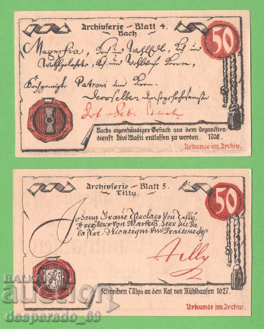 (¯`'•.¸NOTGELD (city Mühlhausen) 1921 UNC -2 pcs. banknotes '´¯) with price 6.00 BGN | € 3.07 (¯`'•.¸NOTGELD (city Mühlhausen) 1921 UNC -2 pcs. banknotes '´¯) with price 6.00 BGN | € 3.07