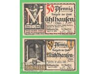 (¯`'•.¸NOTGELD (πόλη Mühlhausen) 1921 UNC -2 τεμ. τραπεζογραμμάτια '´¯)