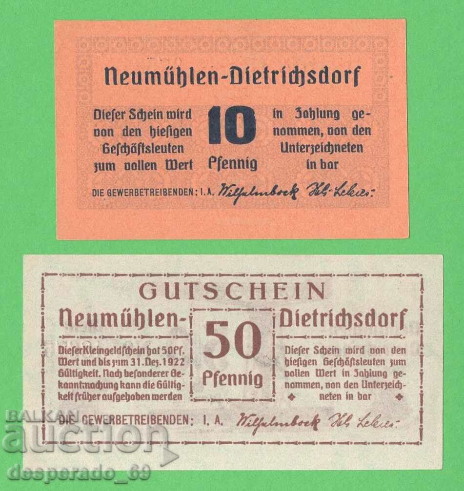 (¯`'•.¸NOTGELD (city Neumühlen-Dietrich) 1922 UNC -5 pcs. bank with price 5.20 BGN | € 2.66 (¯`'•.¸NOTGELD (city Neumühlen-Dietrich) 1922 UNC -5 pcs. bank with price 5.20 BGN | € 2.66