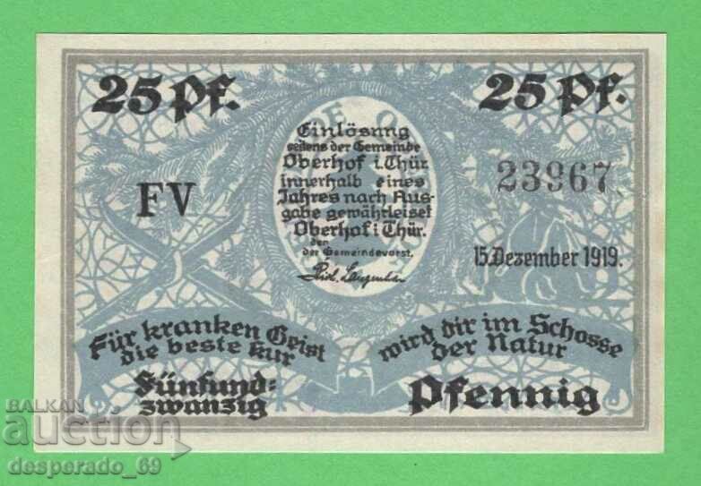 (¯`'•.¸NOTGELD (city Oberhof) 1919 UNC -25 pfennig¸.•'´¯) with price 2.80 BGN | € 1.43 (¯`'•.¸NOTGELD (city Oberhof) 1919 UNC -25 pfennig¸.•'´¯) with price 2.80 BGN | € 1.43