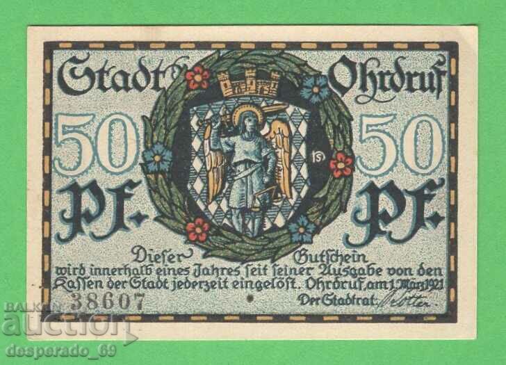 (¯`'•.¸NOTGELD (city Ohrdruf) 1921 UNC -50 pfennig¸.•'´¯) with price 2.50 BGN | € 1.28 (¯`'•.¸NOTGELD (city Ohrdruf) 1921 UNC -50 pfennig¸.•'´¯) with price 2.50 BGN | € 1.28