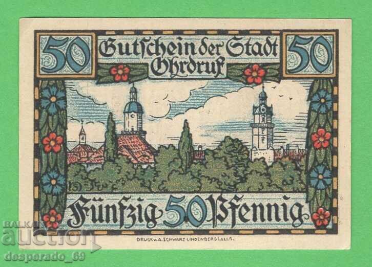(¯`'•.¸NOTGELD (orașul Ohrdruf) 1921 UNC -50 pfennig¸.•'´¯)