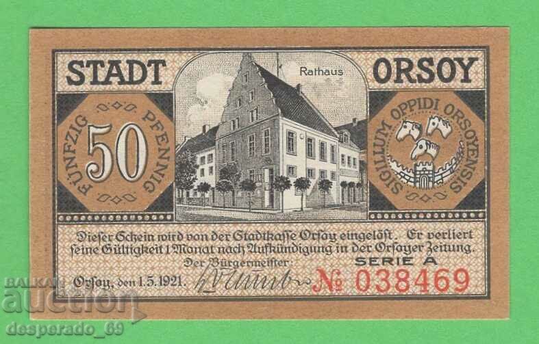 (¯`'•.¸NOTGELD (city Orsoy) 1921 UNC -50 pfennig¸.•'´¯) with price 2.60 BGN | € 1.33 (¯`'•.¸NOTGELD (city Orsoy) 1921 UNC -50 pfennig¸.•'´¯) with price 2.60 BGN | € 1.33