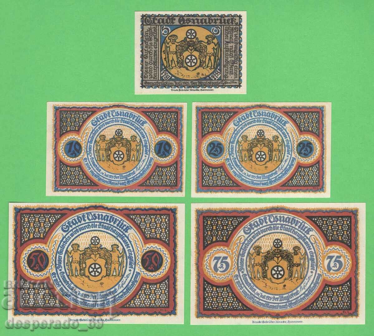 (¯`'•.¸NOTGELD (city of Osnabrück) 1921 UNC -5 pcs. banknotes •'´¯) with price 12.60 BGN | € 6.44 (¯`'•.¸NOTGELD (city of Osnabrück) 1921 UNC -5 pcs. banknotes •'´¯) with price 12.60 BGN | € 6.44
