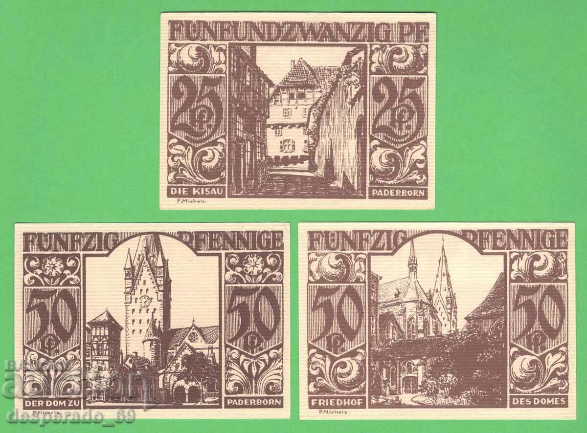 (¯`'•.¸NOTGELD (гр. Paderborn) 1921 UNC -3 бр.банкноти •'´¯)