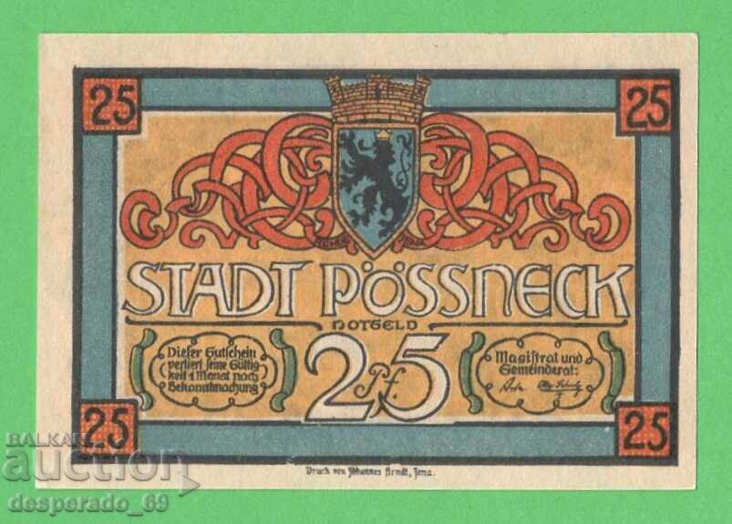 (¯`'•.¸NOTGELD (gr. Pösneck) UNC -25 pfennig¸.•'´¯) with price 2.80 BGN | € 1.43