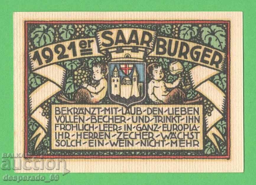 (¯`'•.¸NOTGELD (πόλη Saarburg) 1921 UNC -50 pfennig¸.•'´¯)