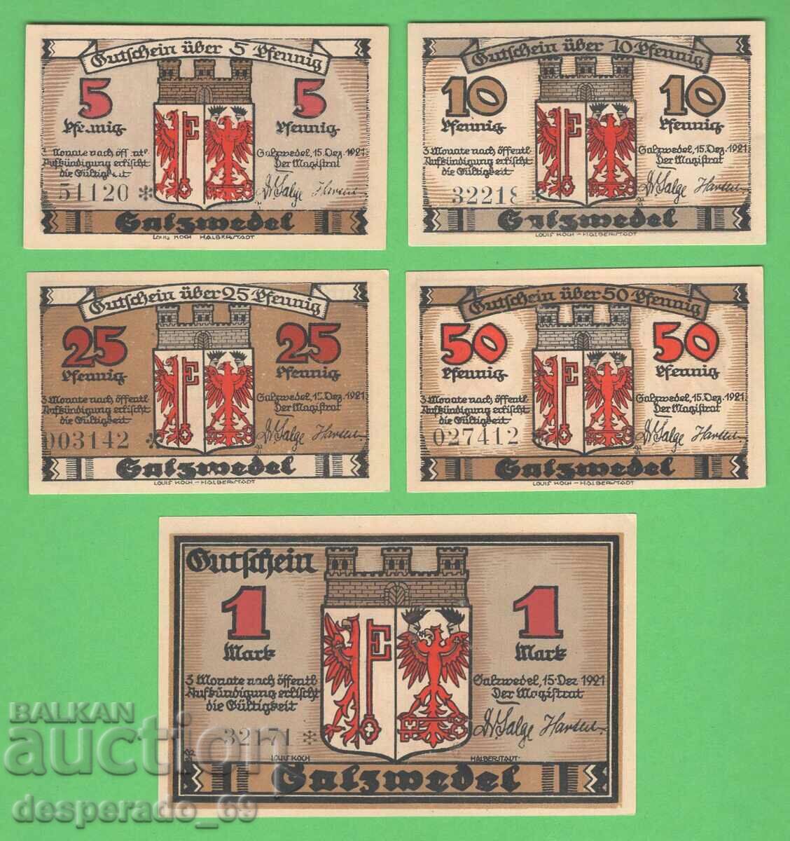 (¯`'•.¸NOTGELD (city Salzwedel) 1921 UNC -5 pcs. banknotes •'´¯) with price 14.00 BGN | € 7.16 (¯`'•.¸NOTGELD (city Salzwedel) 1921 UNC -5 pcs. banknotes •'´¯) with price 14.00 BGN | € 7.16