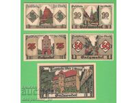 (¯`'•.¸NOTGELD (orașul Salzwedel) 1921 UNC -5 buc. bancnote •'´¯)