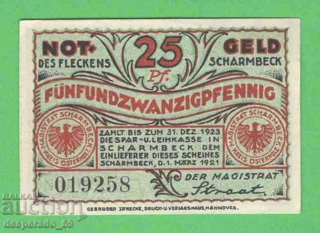 (¯`'•.¸NOTGELD (city Scharmbeck) 1921 UNC -25 pfennig¸.•'´¯) with price 2.40 BGN | € 1.23 (¯`'•.¸NOTGELD (city Scharmbeck) 1921 UNC -25 pfennig¸.•'´¯) with price 2.40 BGN | € 1.23
