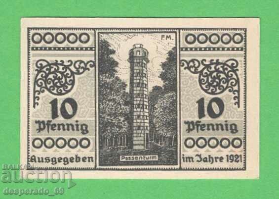 (¯`'•.¸NOTGELD (orașul Sondershausen) 1921 UNC -10 pfennig '´¯)