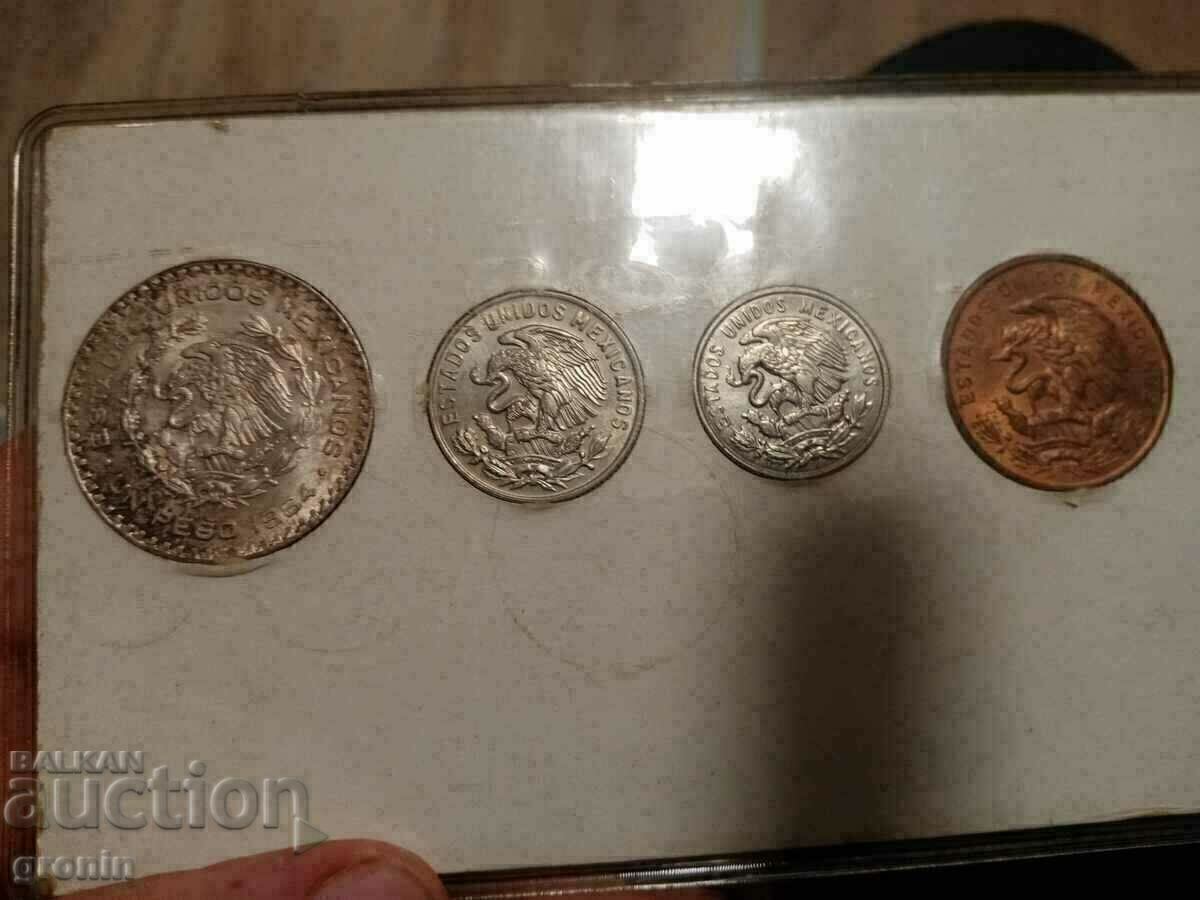 Сребро, Мексико 1964,гланц с документ, лот монети - 6 Сребро, Мексико 1964,гланц с документ, лот монети - 6