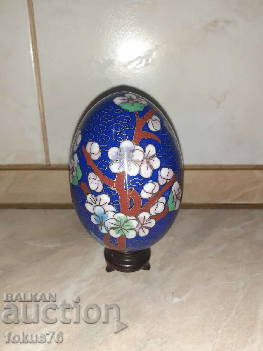 Large egg with stand - cloisonne - cloisonne
