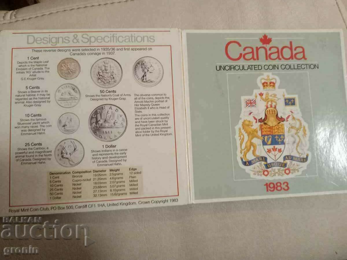 Set Canada Proof coins, mint, document, 1983, glossy - 7 Set Canada Proof coins, mint, document, 1983, glossy - 7