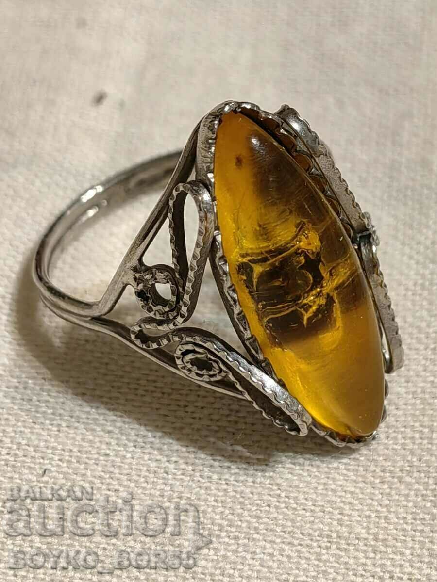 Rare Russian Soc USSR Ladies Melchior Rings with Ambers - 5 Rare Russian Soc USSR Ladies Melchior Rings with Ambers - 5