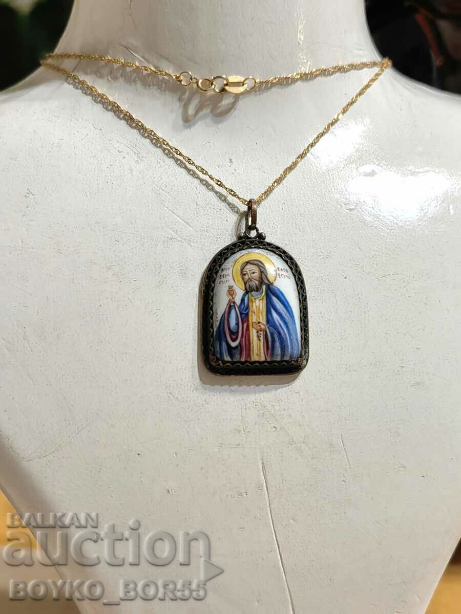 Original Russian Social Pendant Icon for the Neck of St. Seraphim - 5 Original Russian Social Pendant Icon for the Neck of St. Seraphim - 5