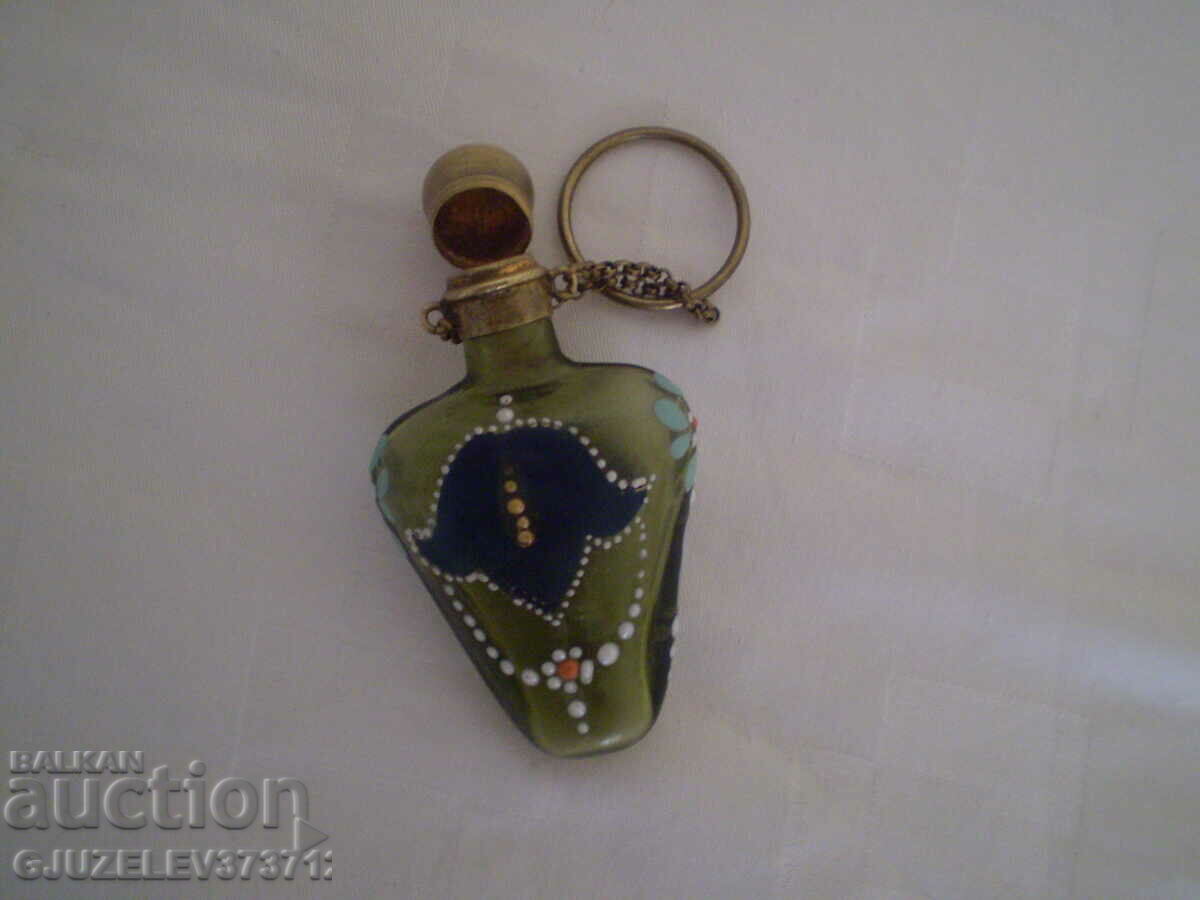 Collectible miniature perfume bottle with enamel