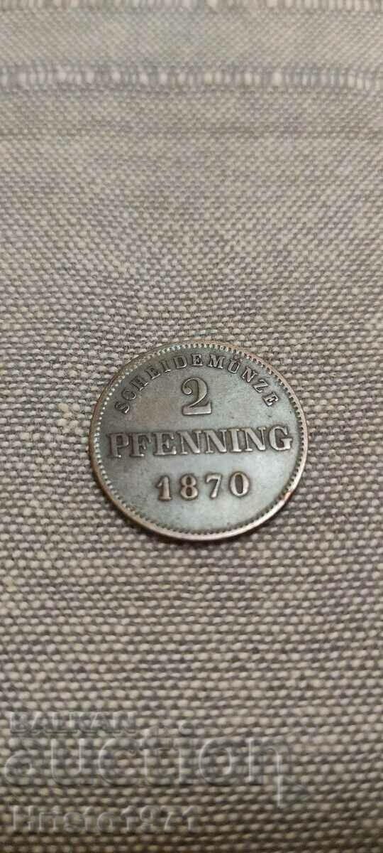 2 Pfennig 1870 - Βαυαρία
