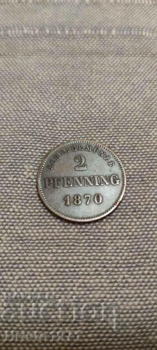 2 Pfennig 1870 - Βαυαρία