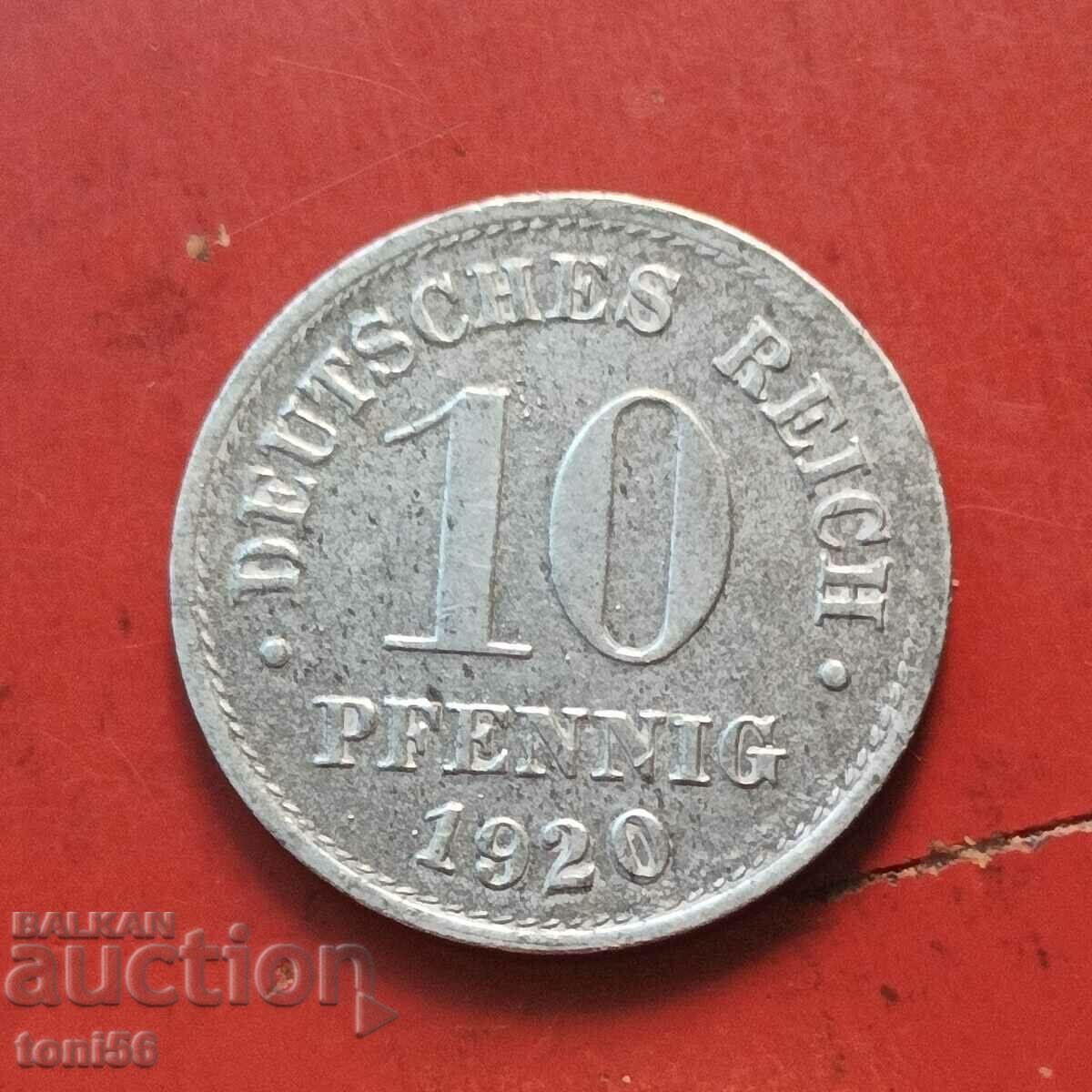 Германия 10 пфенигa 1920 - Fe