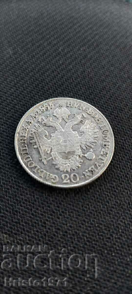 20 Kreuzer 1835 with price 55.00 BGN | € 28.12 20 Kreuzer 1835 with price 55.00 BGN | € 28.12