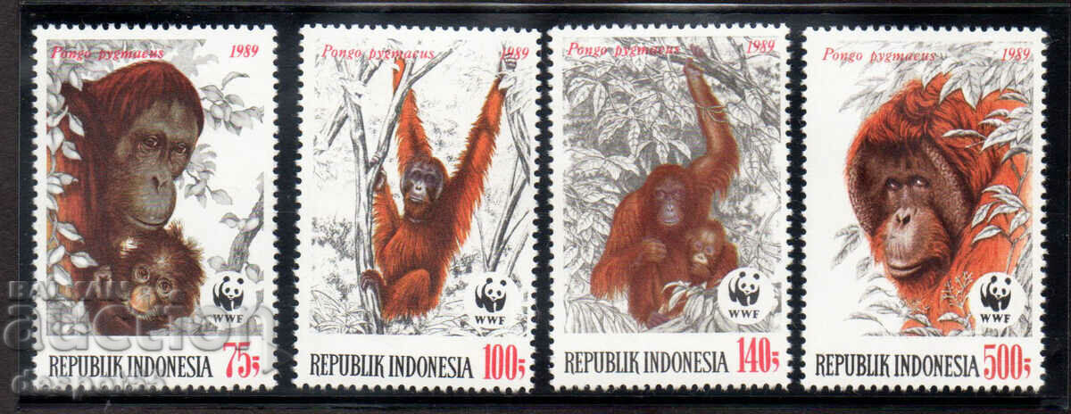 1989. Indonezia. WWF. Animale pe cale de dispariție - urangutanul.