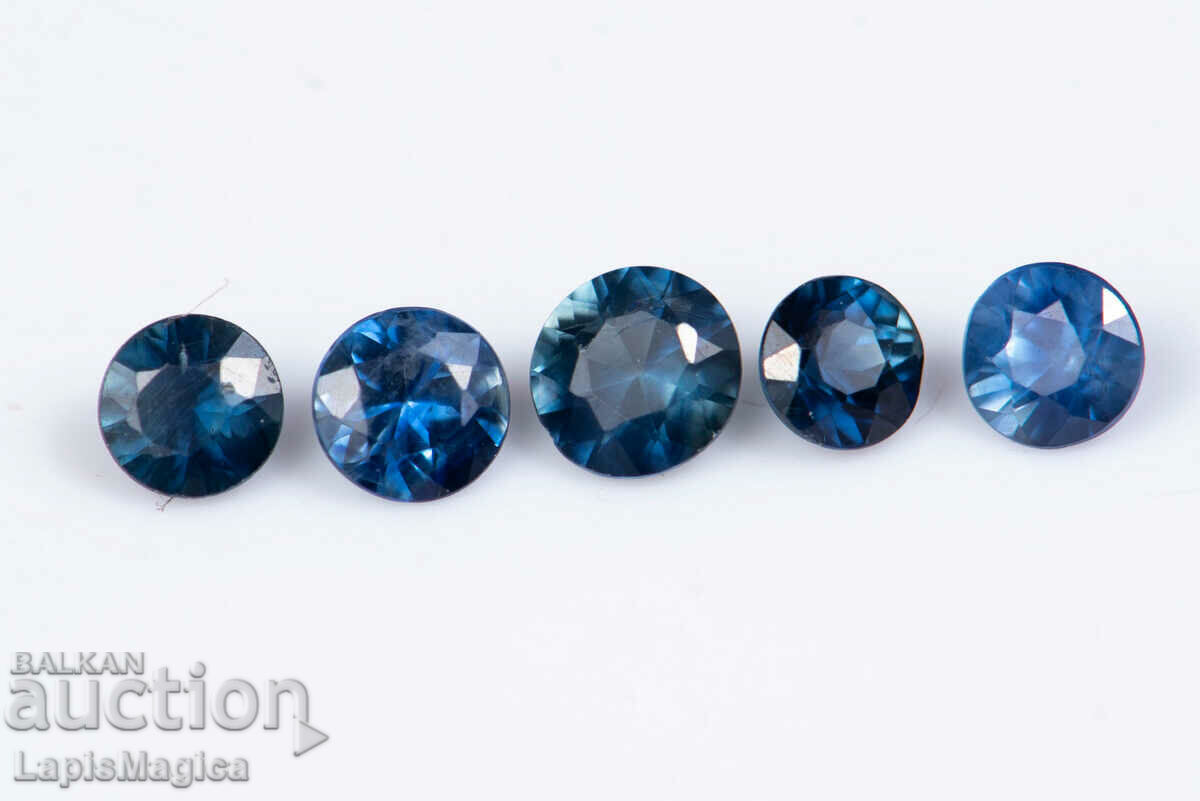 5 Piece Blue Sapphire 0.73ct Heated Round Cut #2